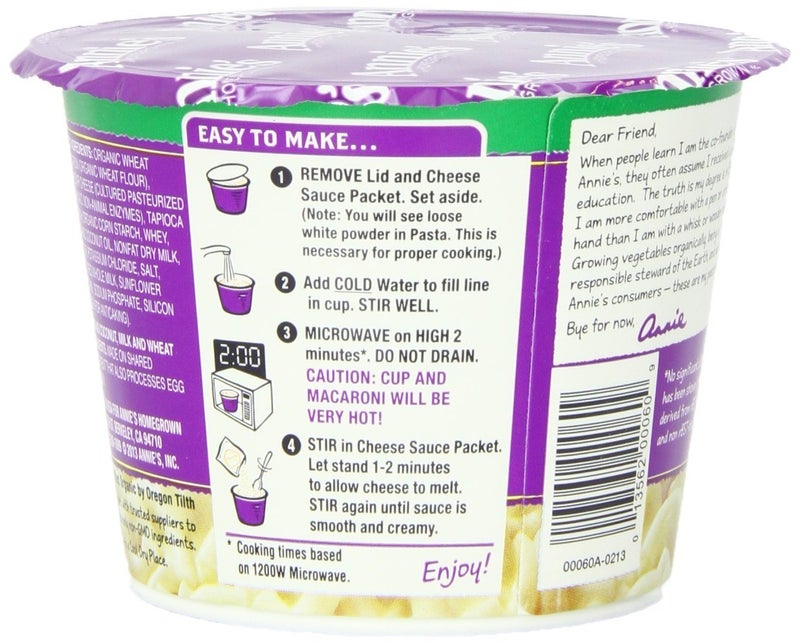 Annie's Organic White Cheddar Macaroni and Cheese, Microwavable Cup, 2.01 oz (Pack of 12) - Image 3