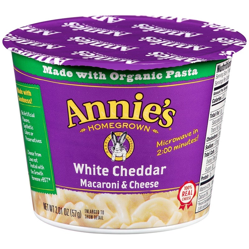 Annie's Organic White Cheddar Macaroni and Cheese, Microwavable Cup, 2.01 oz (Pack of 12) - Image 1