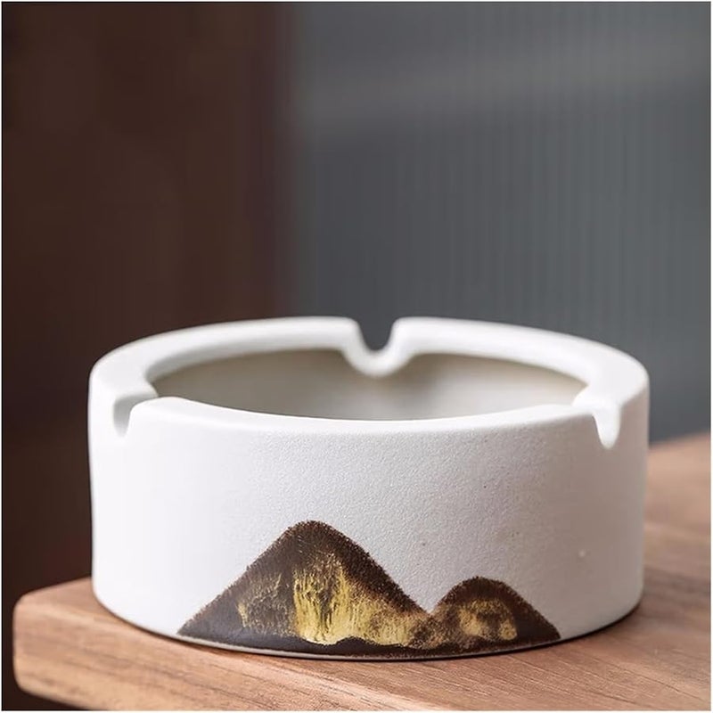 Ceramic Ashtray Round Portable For Outdoor Home Office Bar Cafe Hotel Decoration Color B - Image 1
