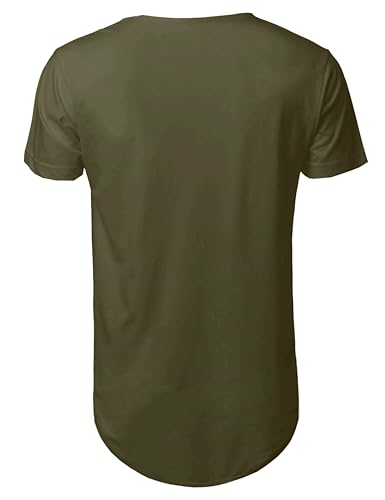 Hat and Beyond Mens Hipster Curve Hem Droptail Tee Premium Longline T Shirts (X-Large, 1hc01_Military Green) - Image 3