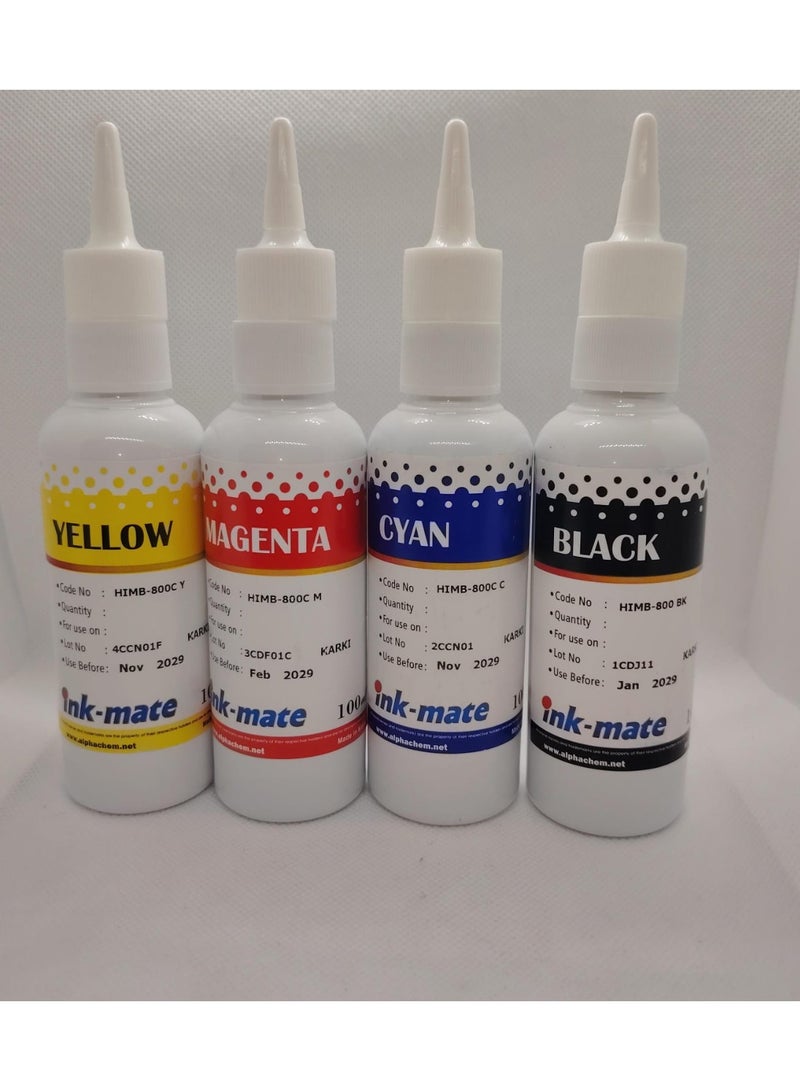 إنك ميت مجموعة أحبار أعادة التعبئة لخراطيش الطابعات أتش بى وكانون 4 لون 100 ملى - Image 2