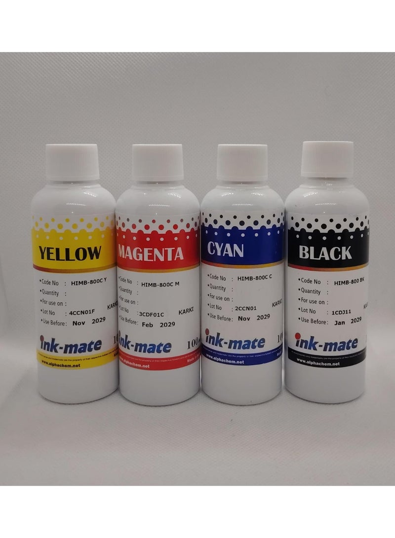إنك ميت مجموعة أحبار أعادة التعبئة لخراطيش الطابعات أتش بى وكانون 4 لون 100 ملى - Image 3