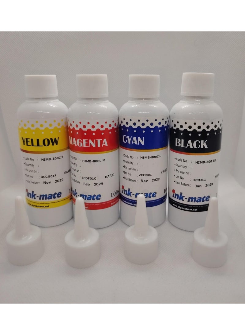 إنك ميت مجموعة أحبار أعادة التعبئة لخراطيش الطابعات أتش بى وكانون 4 لون 100 ملى - Image 1