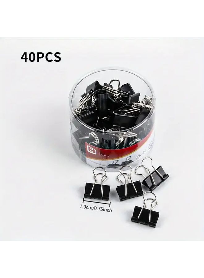 Black Metal Long Tail Clips 40pcs 19mm Professional Folder For Documents - Image 4