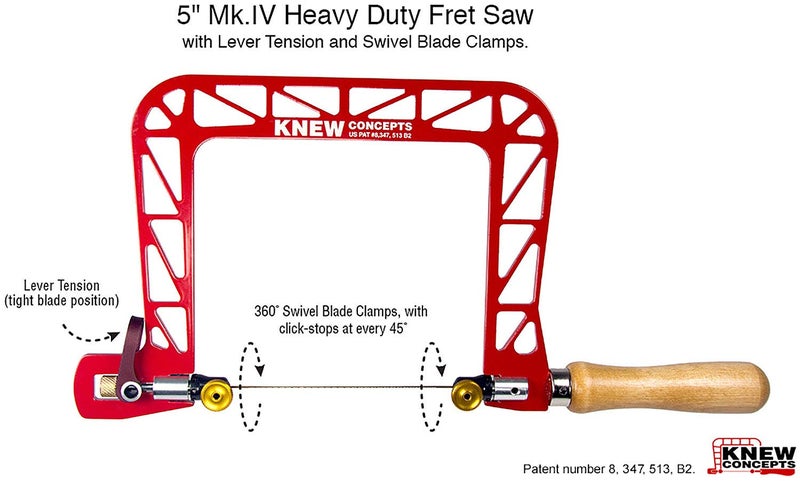 Knew Concepts 5” Mk.IV Heavy Duty Fret Saw With Lever Tension And Swivel Blade Clamps - Image 2
