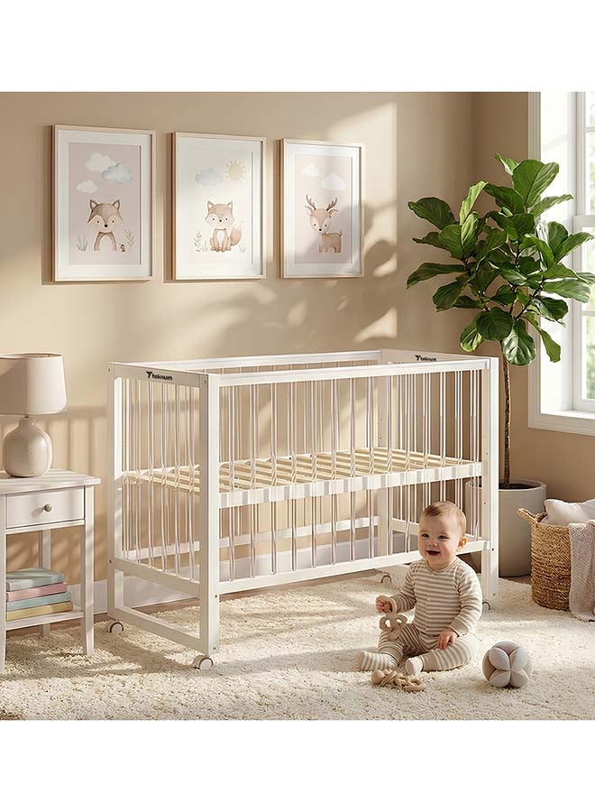 TEKNUM Prism 4in1 Acrylic Convertible Crib w/ mattress - White - Image 4