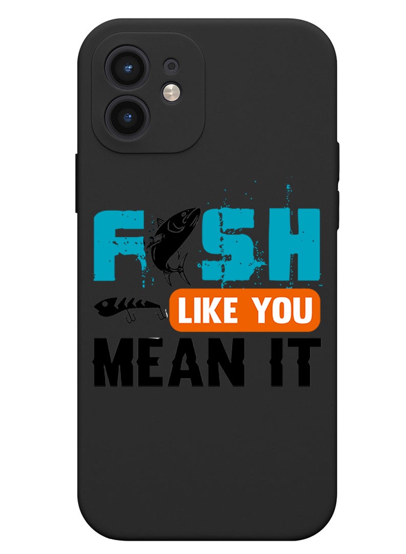 Theodor Protective Slim Fit Case Liquid Silicone Cover with Full Body Protection Anti-Scratch Shockproof Case For iPhone 12 Black  - Fish like u mean it copy - Image 1