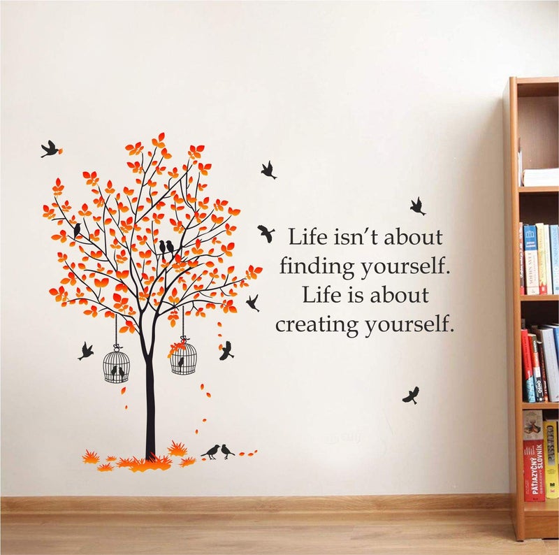 StickMe 'Tree - Leaf - Birds - Nature - Quotes Wall Sticker'- Self Adhesive Peel & Stick Vinyl Stickers Set for Home & Living Room (2) - Image 1
