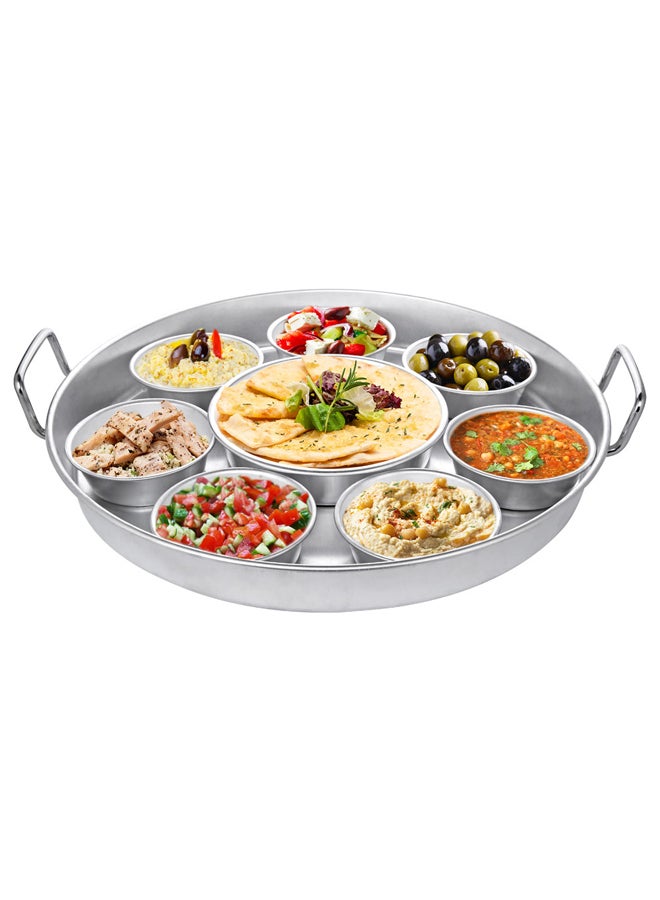 السنيدي صينية فطور صواني تقديم فطور فضي مقاس 44 سم - Image 2