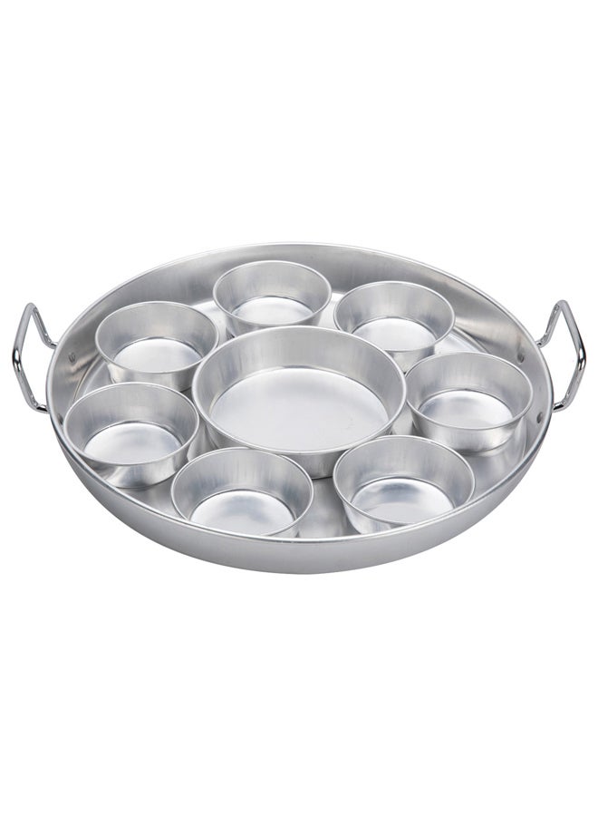 السنيدي صينية فطور صواني تقديم فطور فضي مقاس 44 سم - Image 1