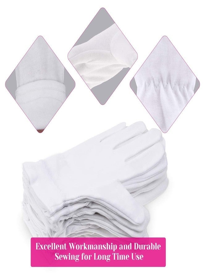CGBOOM 3 Pairs Moisturizing Gloves Over Night Bedtime White Cotton | Cosmetic Inspection Premium Cloth Quality | Eczema Dry Sensitive Irritated Skin Spa Therapy Secure Wristband| One Size Fits Most - Image 3