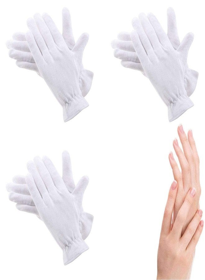 CGBOOM 3 Pairs Moisturizing Gloves Over Night Bedtime White Cotton | Cosmetic Inspection Premium Cloth Quality | Eczema Dry Sensitive Irritated Skin Spa Therapy Secure Wristband| One Size Fits Most - Image 1
