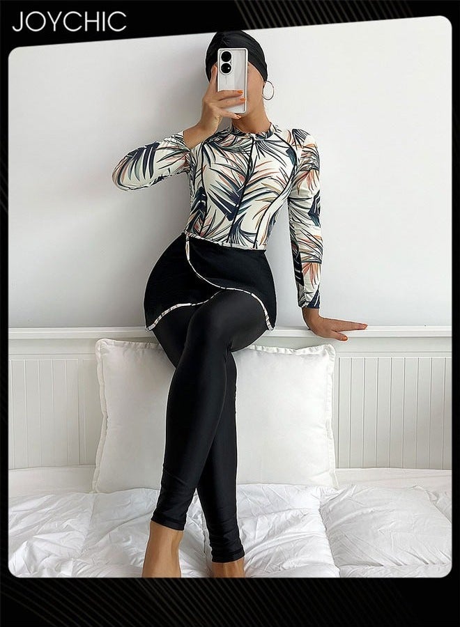 Joychic مجموعة ملابس السباحة النسائية المسلمة المحافظة بأكمام طويلة مريحة وواقية من الشمس للبحر صيفية خفيفة الوزن - Image 1