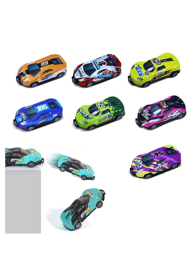 MIXDE 8PCS Metal Pull Back Cars, Ejection Vehicle Flip Crash Car, Stunt Toy Cars, Friction Power Alloy Casting car Mini Race car for Toddler, Jumping Flip Stunt Toy Cars Mini Model Cars - Image 2