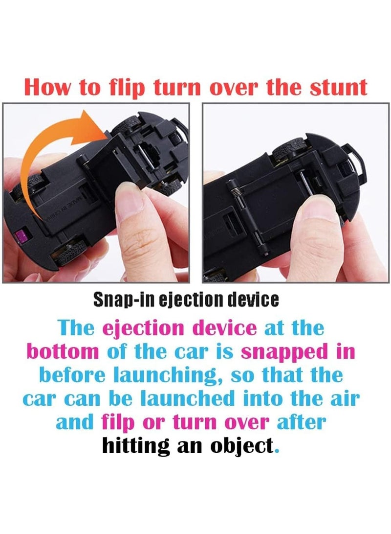 MIXDE 8PCS Metal Pull Back Cars, Ejection Vehicle Flip Crash Car, Stunt Toy Cars, Friction Power Alloy Casting car Mini Race car for Toddler, Jumping Flip Stunt Toy Cars Mini Model Cars - Image 4