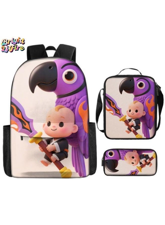 Bright Li Fire Fashion is unlimited! Cartoon bag three-piece set, suitable for a variety of scenes for students and teenagers (available for students, children, friends on outings, mountain climbing, schooling, etc.) - 86  - Image 1