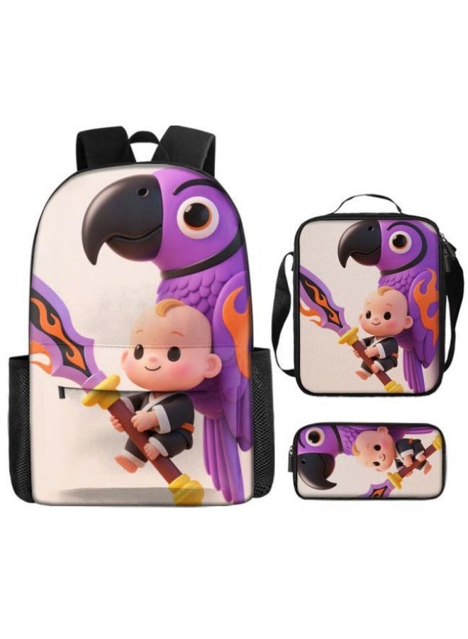 Bright Li Fire Fashion is unlimited! Cartoon bag three-piece set, suitable for a variety of scenes for students and teenagers (available for students, children, friends on outings, mountain climbing, schooling, etc.) - 86  - Image 2