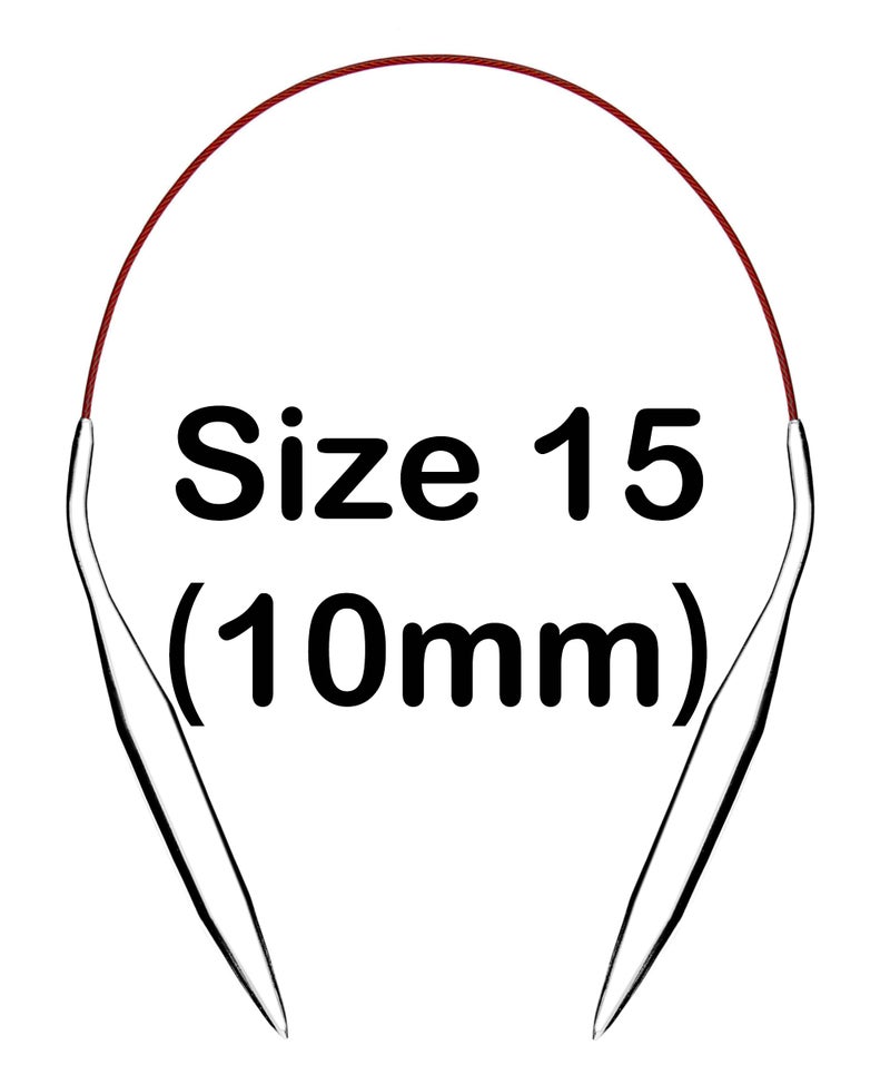 cuteDIY Size 15 Circular Knitting Needles 16 Inch Set Round Metal Kit (Etched US&mm, Color-Coded Cable, Smooth Join) - Image 2
