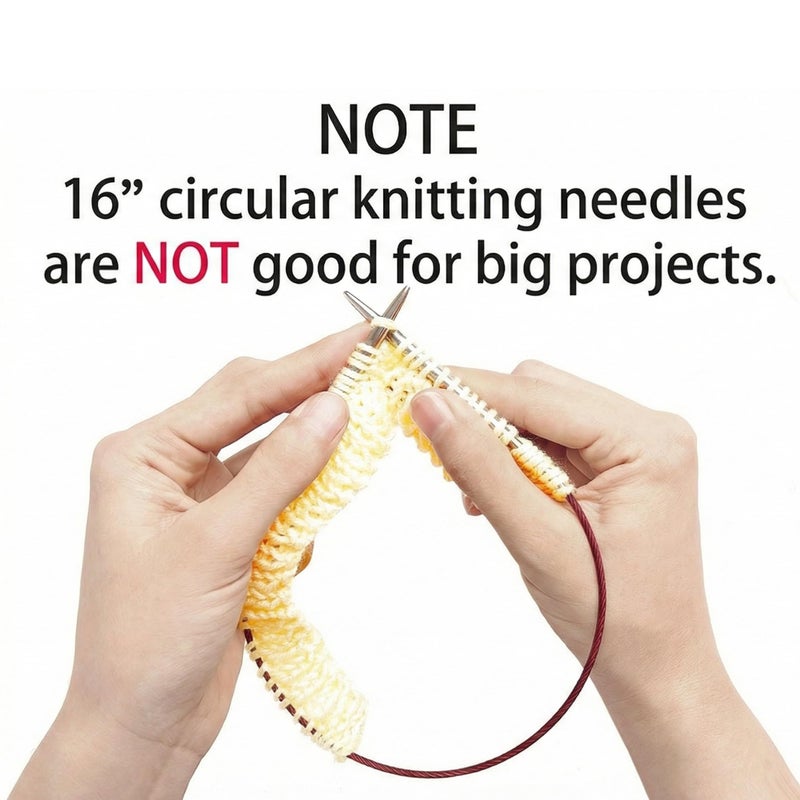 cuteDIY Size 15 Circular Knitting Needles 16 Inch Set Round Metal Kit (Etched US&mm, Color-Coded Cable, Smooth Join) - Image 5