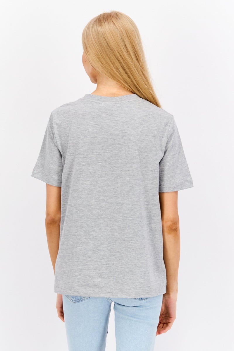 WHISTLES Women Crew Neck Short Sleeve Heather T-Shirt, Grey - Image 2