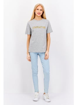 WHISTLES Women Crew Neck Short Sleeve Heather T-Shirt, Grey  - Image 4