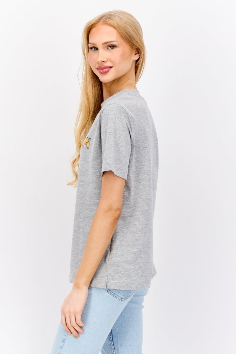 WHISTLES Women Crew Neck Short Sleeve Heather T-Shirt, Grey - Image 3