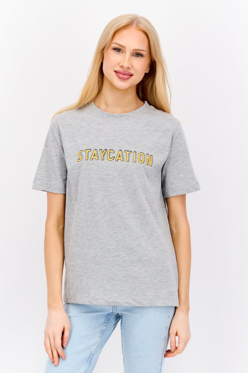 WHISTLES Women Crew Neck Short Sleeve Heather T-Shirt, Grey - Image 1