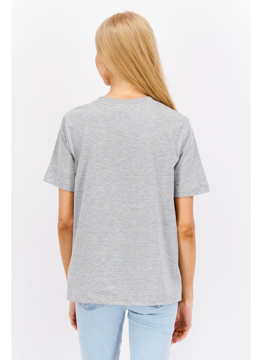 Women Crew Neck Short Sleeve Heather T-Shirt, Grey - pzsku/Z4E1EAAE807877BA31A05Z/45/_/1737642689/4daa70ea-77d6-4d56-92bc-1cc6264ace5f