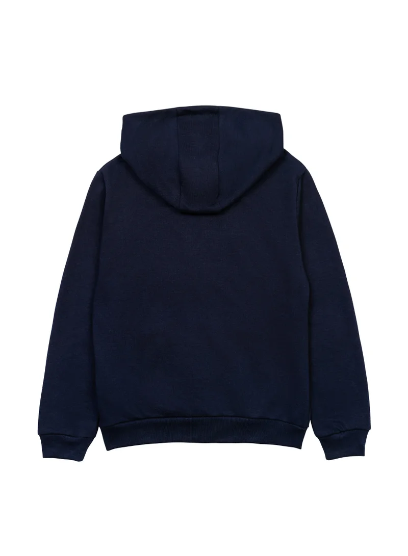 MINOTI Teen Boys' Zip-Up Hoodie with Pockets and Small Chest Detail