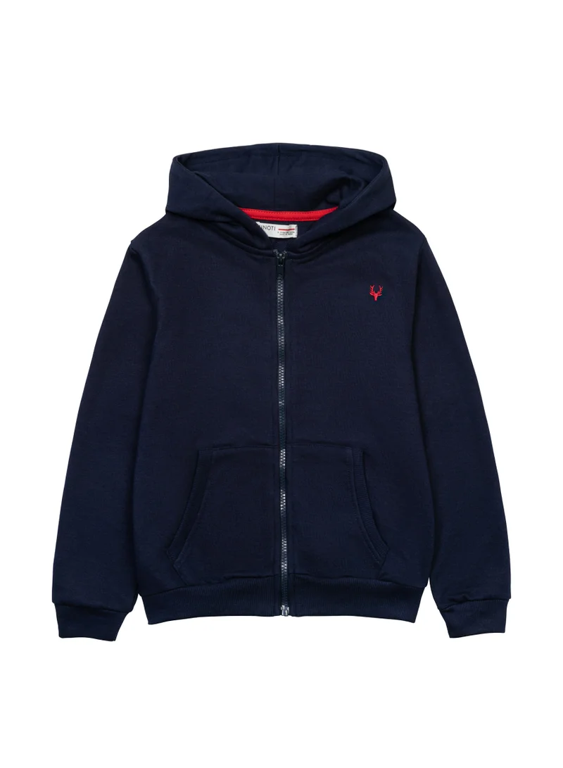 MINOTI Teen Boys' Zip-Up Hoodie with Pockets and Small Chest Detail