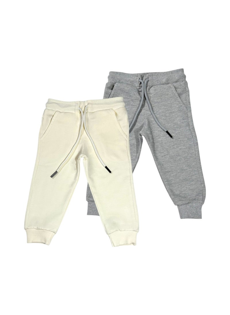 Baby Co. Off-white & Light grey kids sweatpants (2 pack) 