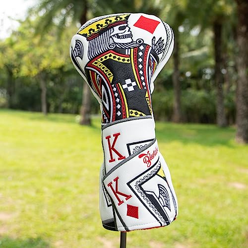 BAIRBRE Golf Club Covers Poker Diamond King Driver Covers Leather Driver Head Cover Golf Headcover for Most Brands - Image 3
