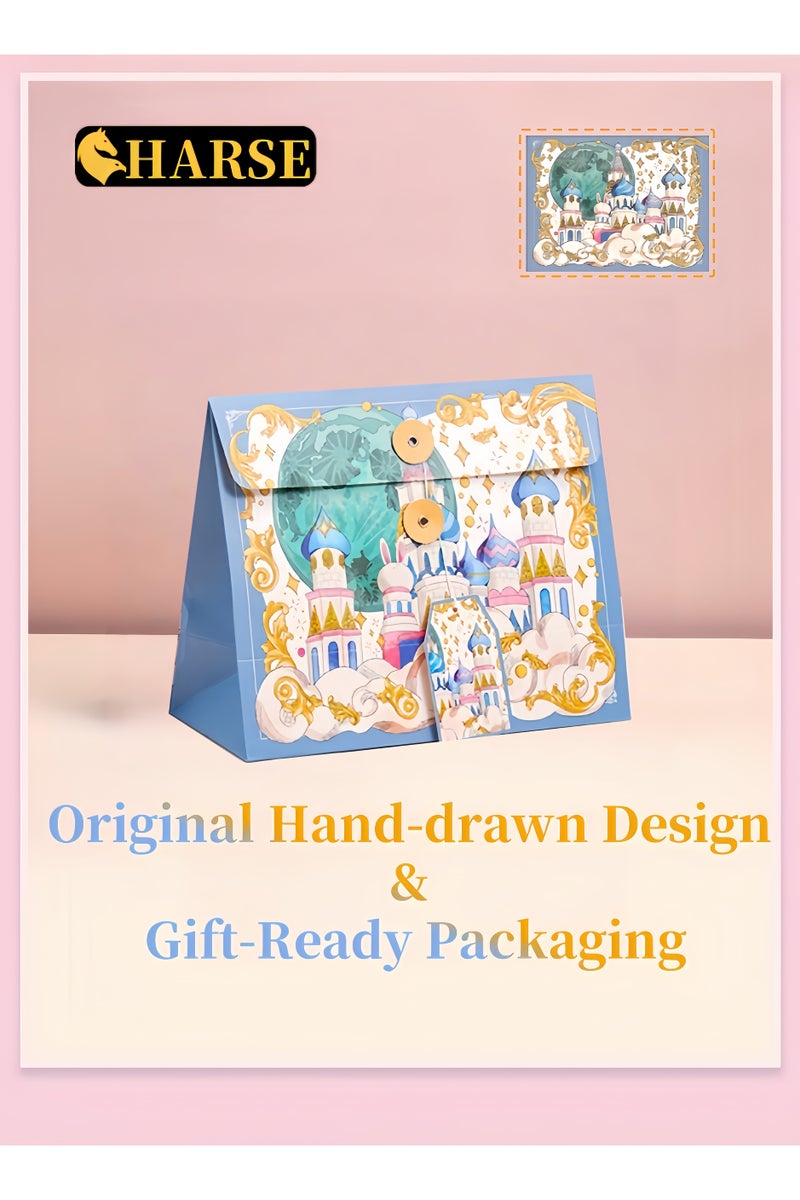 لغة كيس هدايا بتصميم لوحة زيتية، صندوق هدايا لعيد الميلاد، كيس تغليف على شكل ظرف، كيس هدايا ورقي مبتكر، صندوق هدايا للمناسبات، كيس هدايا - Image 1