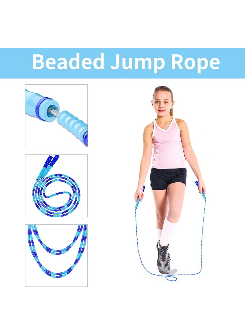 ديوتي عبوة من حبال القفز الناعمة المزينة بالخرز للأطفال والكبار، حبال قفز قابلة للتعديل وخالية من التشابك للأولاد والبنات والنساء والرجال بطول 9.2 قدم مثالية للياقة البدنية والتدريب والتمرين - Image 2