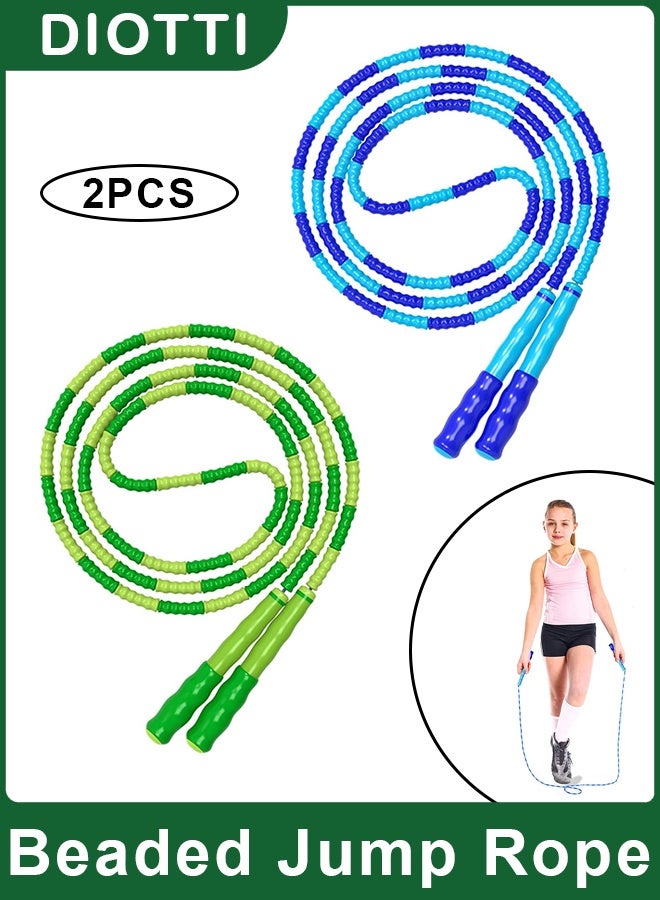 ديوتي عبوة من حبال القفز الناعمة المزينة بالخرز للأطفال والكبار، حبال قفز قابلة للتعديل وخالية من التشابك للأولاد والبنات والنساء والرجال بطول 9.2 قدم مثالية للياقة البدنية والتدريب والتمرين - Image 1