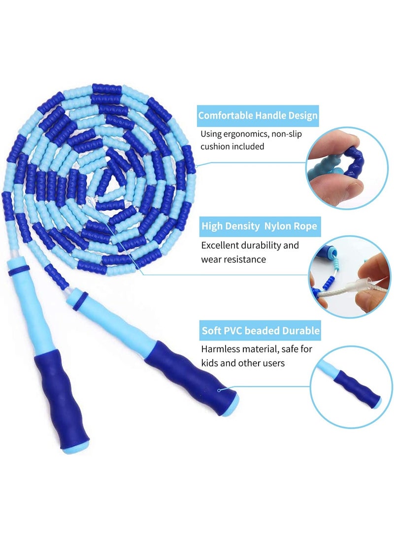 ديوتي عبوة من حبال القفز الناعمة المزينة بالخرز للأطفال والكبار، حبال قفز قابلة للتعديل وخالية من التشابك للأولاد والبنات والنساء والرجال بطول 9.2 قدم مثالية للياقة البدنية والتدريب والتمرين - Image 3