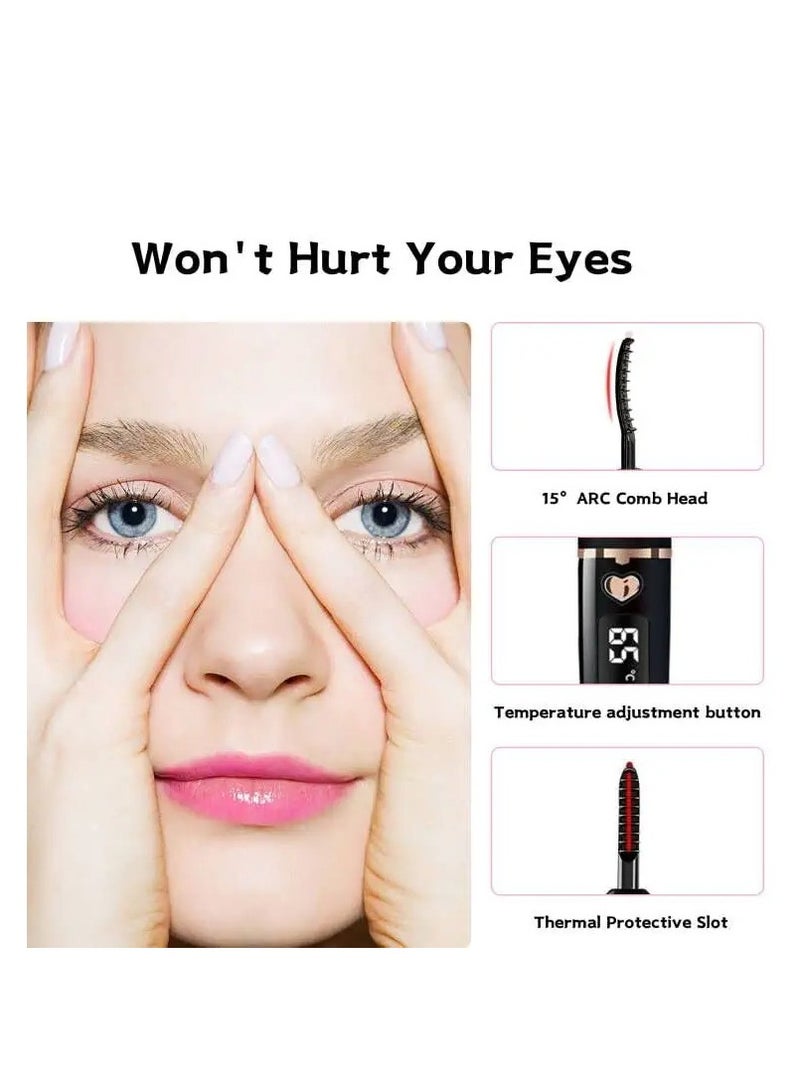 Zikra Rechargeable Heated Eyelash Curler Type C - Quick Natural Lash Lift Tool for Women with Eyelash Comb, 24-Hour Long-Lasting Curl, Elegant Black Design. - Image 5