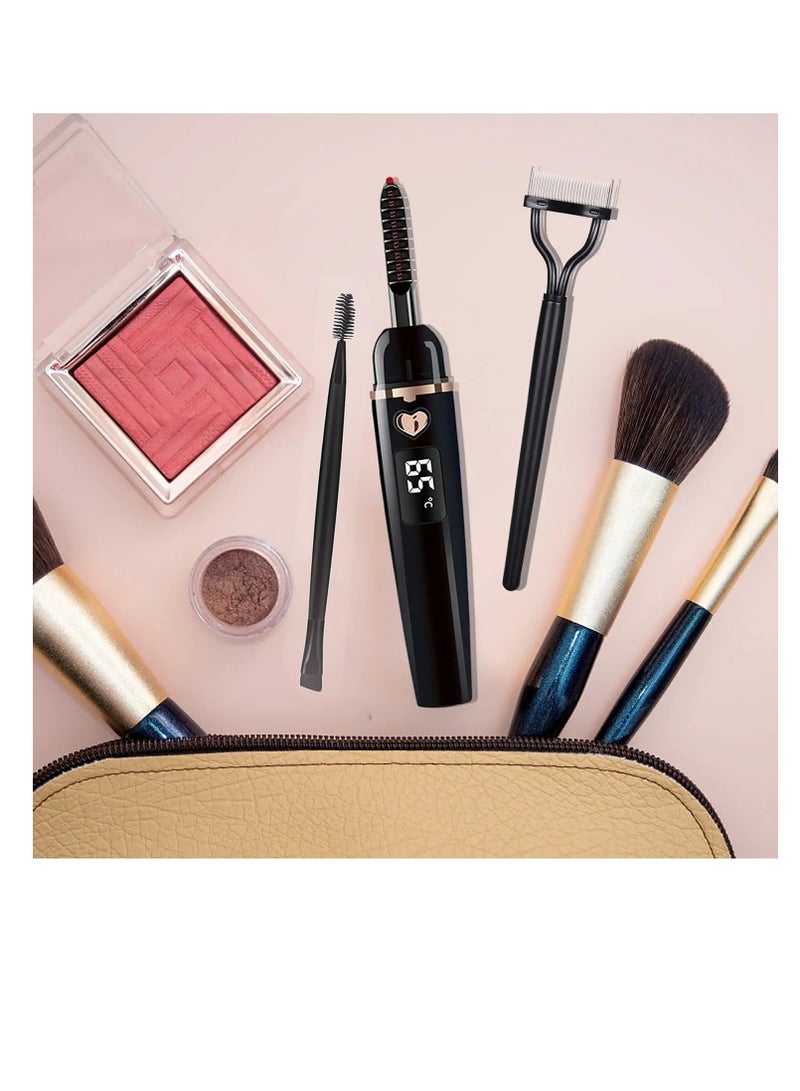 Zikra Rechargeable Heated Eyelash Curler Type C - Quick Natural Lash Lift Tool for Women with Eyelash Comb, 24-Hour Long-Lasting Curl, Elegant Black Design. - Image 4
