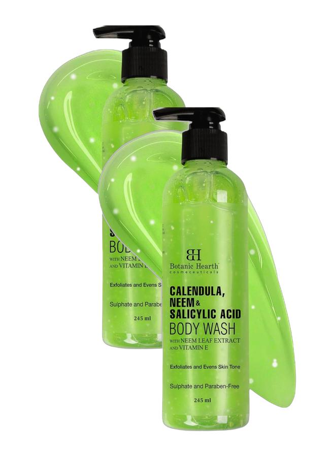 Botanic Hearth Pack of 2 - Body Wash with Calendula, Neem & Salicylic Acid – 245ml Each, Acne & Back Acne Treatment, Exfoliating & Sulfate-Free - Image 1