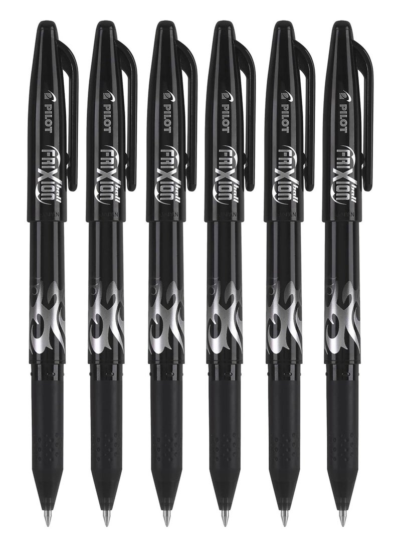 Pilot Frixion Ball 0.7Mm Erasable Gel Pens, Fine Point, Black Ink, Pack Of 6 - Image 1