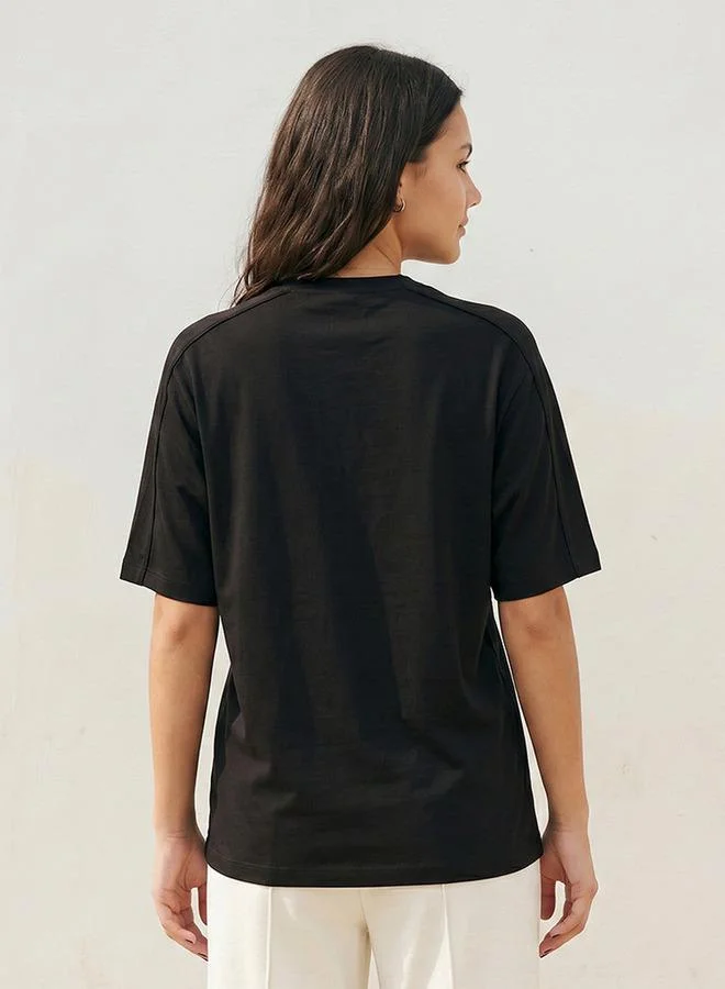 Kappa BLACK KAPPA WOMEN PIPING COTTON TEE for Women | Best Price UAE