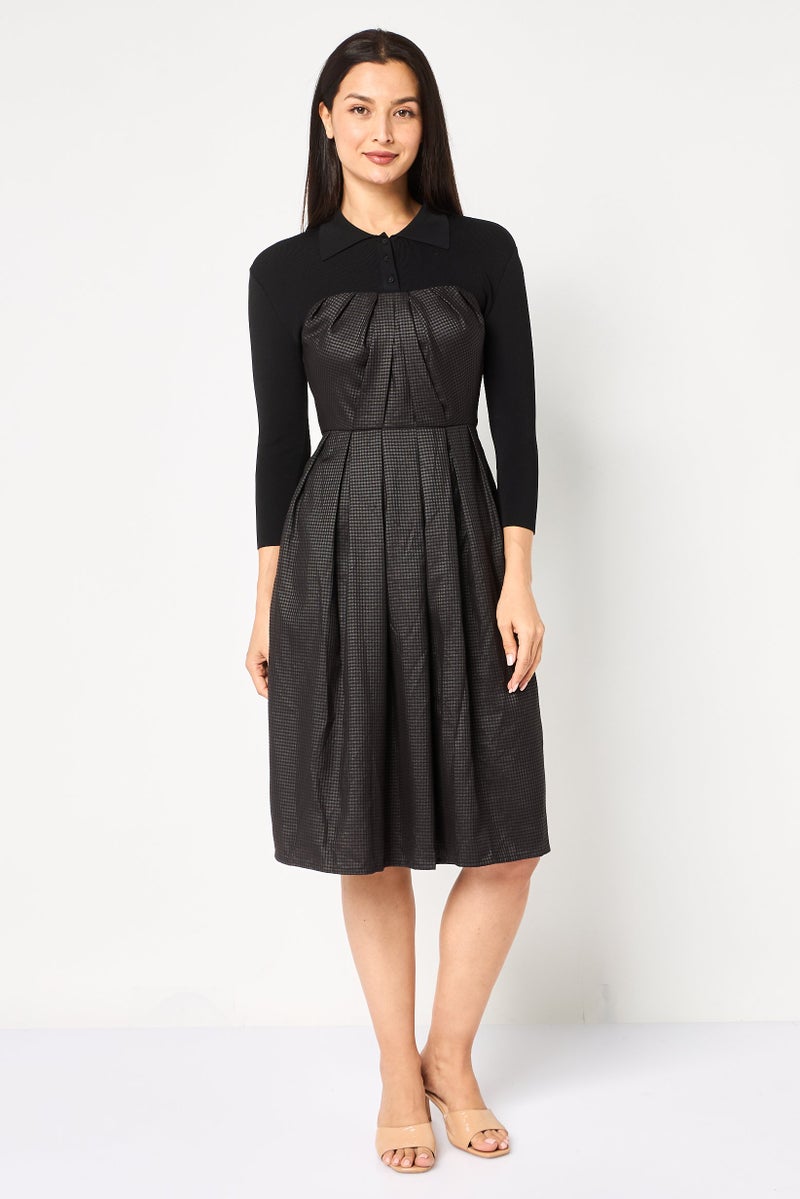 VERO MODA فستان ميدي مقلم للنساء، متعدد الألوان - Image 1