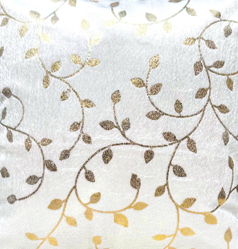 Urvaan Round White Golden Printed Velvet Cushion Covers 16X16 Inch - Set of 5 - Image 2