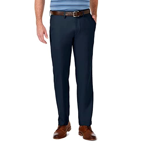 Haggar Men's Cool 18 Pro Straight Fit Flat Front Casual Pant, Navy, 30x32 - Image 1