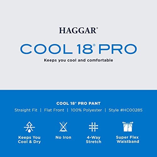 Haggar Men's Cool 18 Pro Straight Fit Flat Front Casual Pant, Navy, 30x32 - Image 5