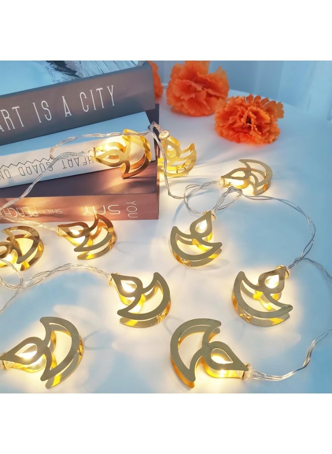 أضواء سلسلة ديوالي متعددة الألوان بطول 10 أقدام، 20 مصباح LED على شكل ديّة صغيرة، أضواء ستارة نافذة للديوالي، لحفلات الزفاف والديوالي، للزينة الداخلية والخارجية وغرفة النوم - Image 1