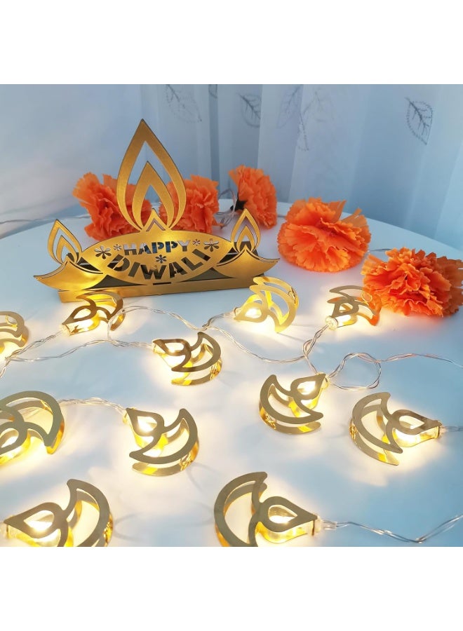 أضواء سلسلة ديوالي متعددة الألوان بطول 10 أقدام، 20 مصباح LED على شكل ديّة صغيرة، أضواء ستارة نافذة للديوالي، لحفلات الزفاف والديوالي، للزينة الداخلية والخارجية وغرفة النوم - Image 4