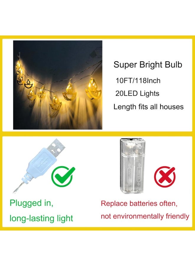 أضواء سلسلة ديوالي متعددة الألوان بطول 10 أقدام، 20 مصباح LED على شكل ديّة صغيرة، أضواء ستارة نافذة للديوالي، لحفلات الزفاف والديوالي، للزينة الداخلية والخارجية وغرفة النوم - Image 2