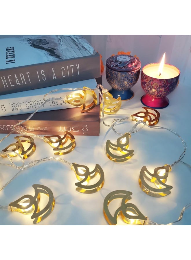 أضواء سلسلة ديوالي متعددة الألوان بطول 10 أقدام، 20 مصباح LED على شكل ديّة صغيرة، أضواء ستارة نافذة للديوالي، لحفلات الزفاف والديوالي، للزينة الداخلية والخارجية وغرفة النوم - Image 5