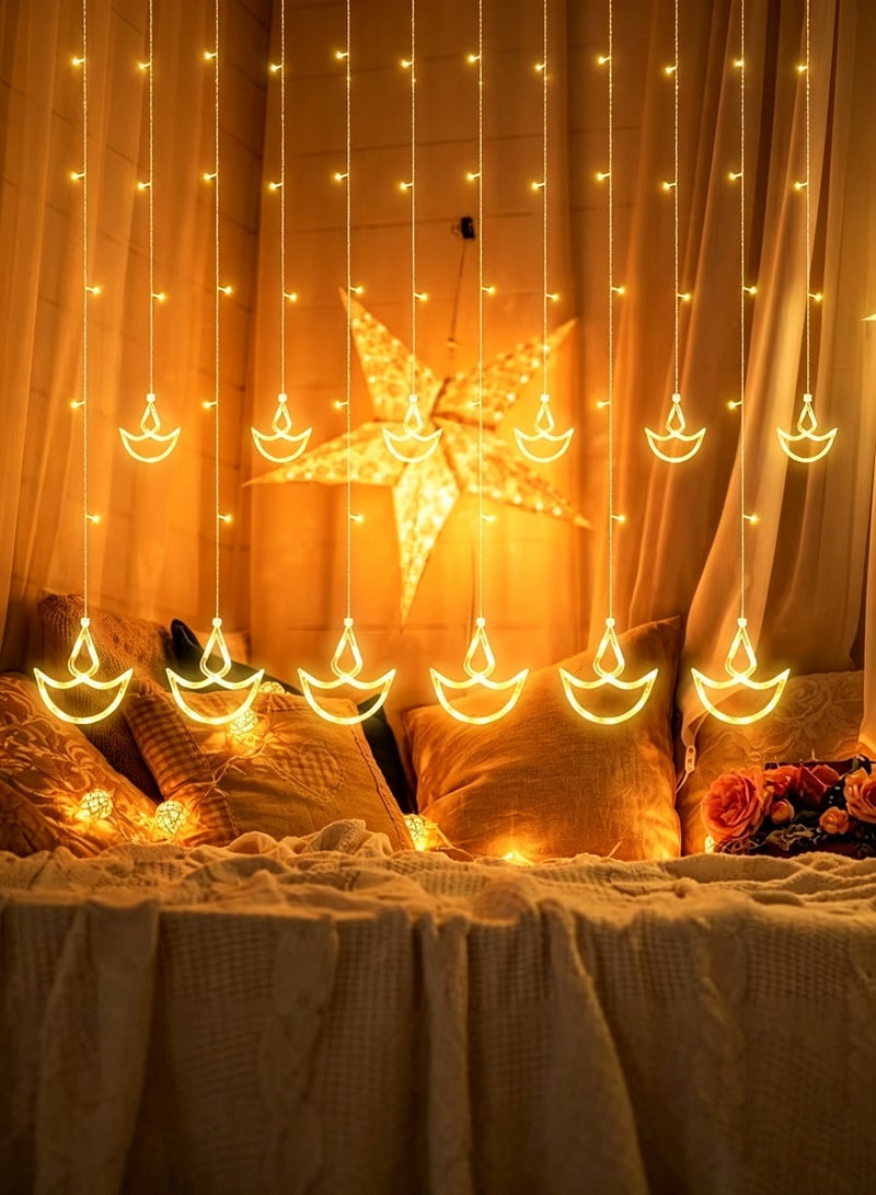 10ft Multi Color Diwali String Lights, 20 Led Fairy Diya Curtain Light, Window String Lights for Diwali, for Diwali Wedding Party Indoor Outdoor Bedroom Lights Decoration - Image 1